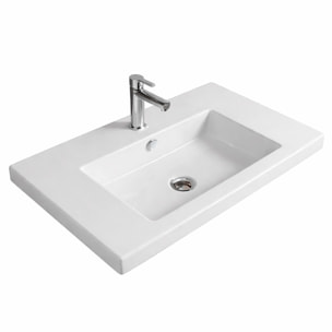 Lavabo Da Incasso Rettangolare Lavandino Bagno In Ceramica Design Moderno Elegante Per Top Bagno 101 x 36 cm Bianco