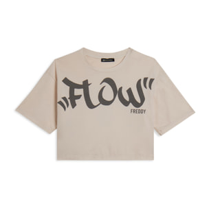 T-shirt cropped con stampa Flow centrale