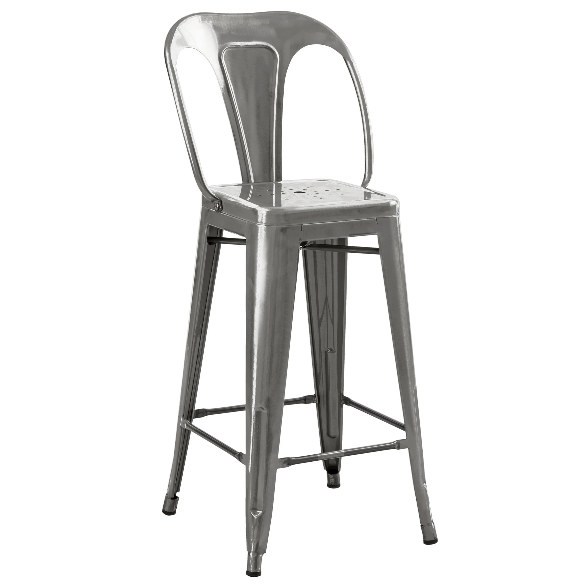 Lot de 2 chaises pour îlot central 67 cm en métal chrome - Indus