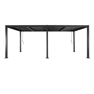 Pergola bioclimatique noir. aluminium et acier. 3x6m. lames orientables