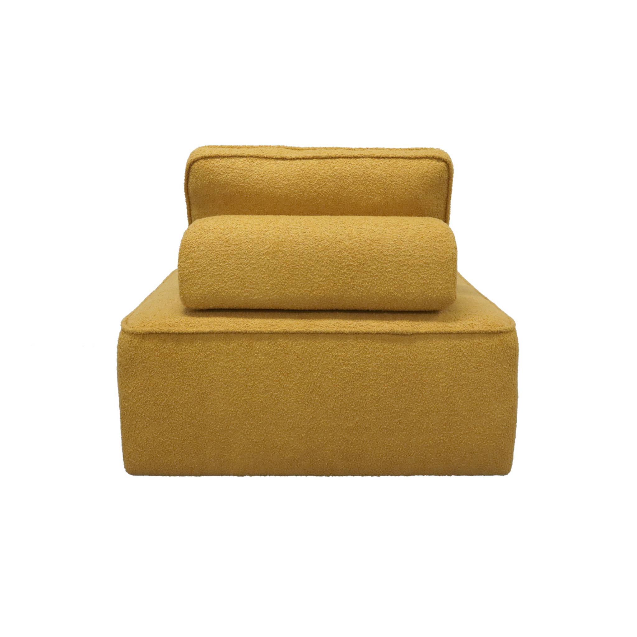 Lot de 3 chauffeuses pour canapé modulable tissu bouclette moutarde 1 place Bao. L 90 x P 90 x H 74cm