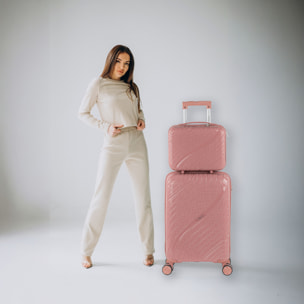 Juego De Maletas Rígidas Pp Itaca Danubio Rosa