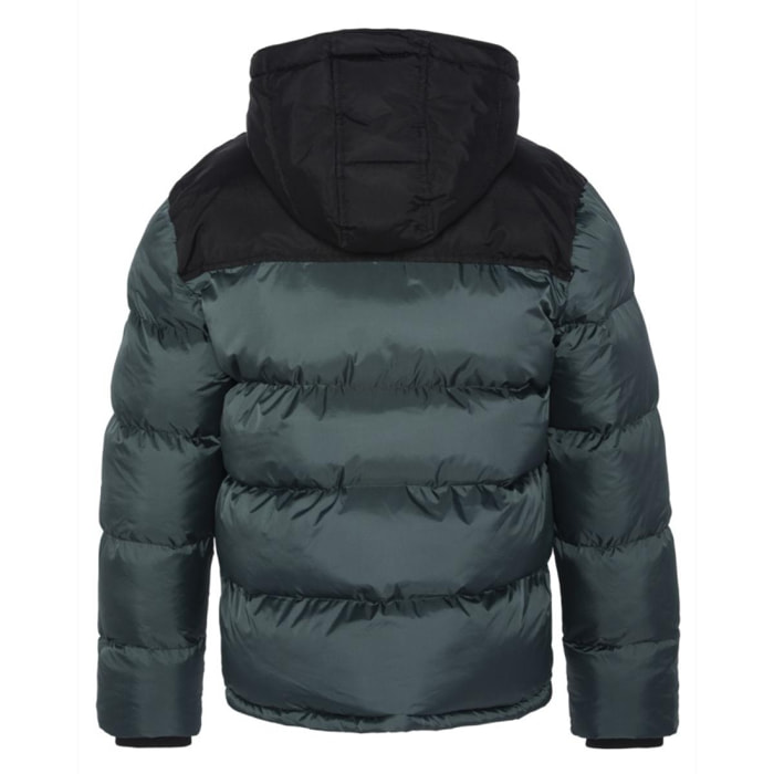 UTAH2 PADDED HOODED JACKET WITH YOKES & SCHOTT NYC CHEST EMBROIDERY BODY = 100% NYLON / YOKES = 60% COTTON 40% NYLON Verde