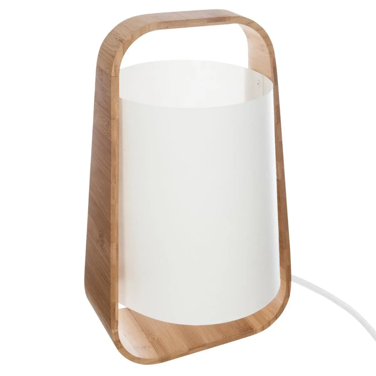 Lampe "Rex" - bambou et blanc H35 cm