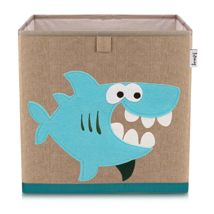 Boîte de rangement en tissu pour enfant "requin" sur fond foncé, compatible Ikea Kallax Lifeney