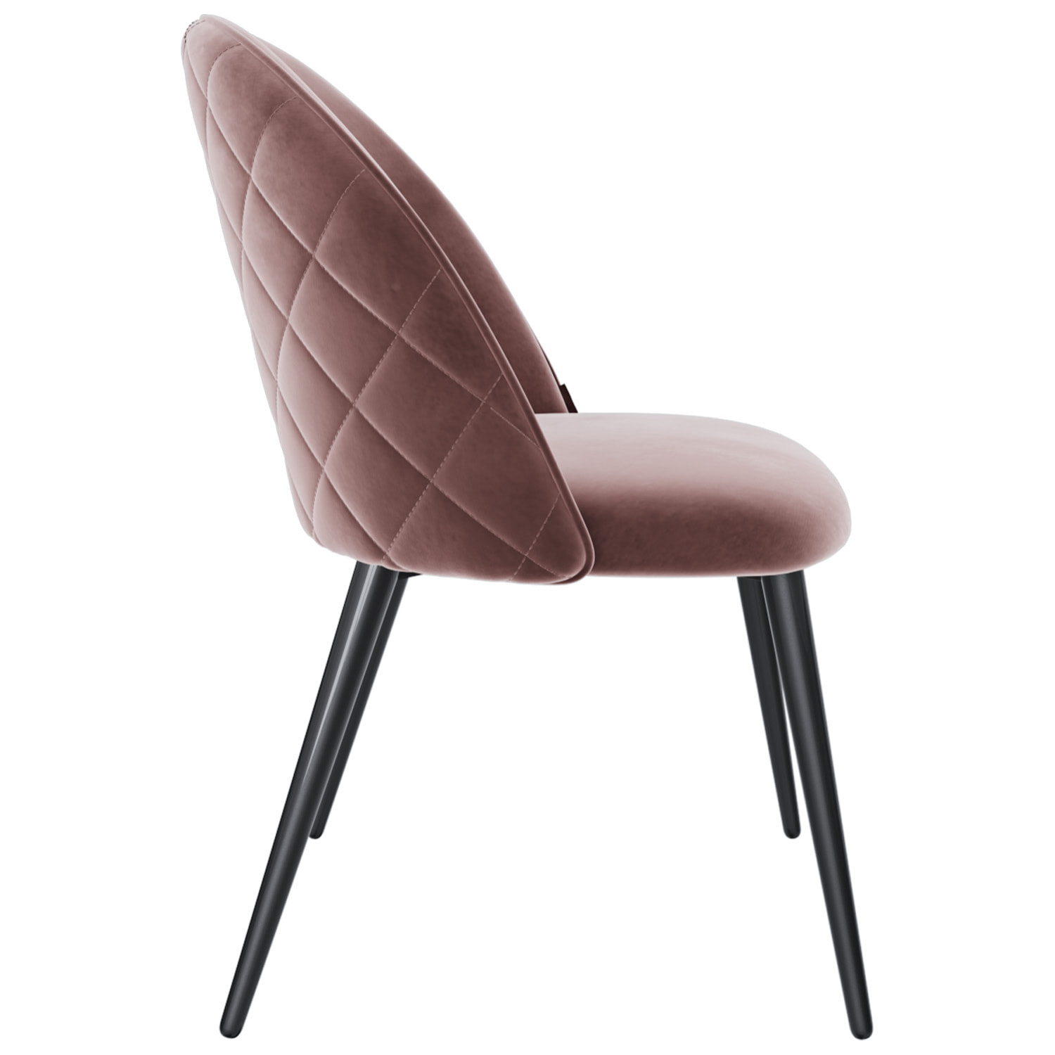 Set di 4 Sedie Imbottite Da Pranzo In Velluto Sedia Gambe In Metallo Nero Schienale Soggiorno Salotto Camera 43 x 47.5 x 80 Cm (Rosa)