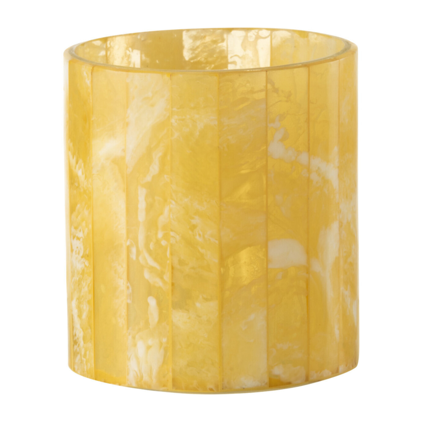 J-Line bougeoir Lignes - verre - jaune - medium