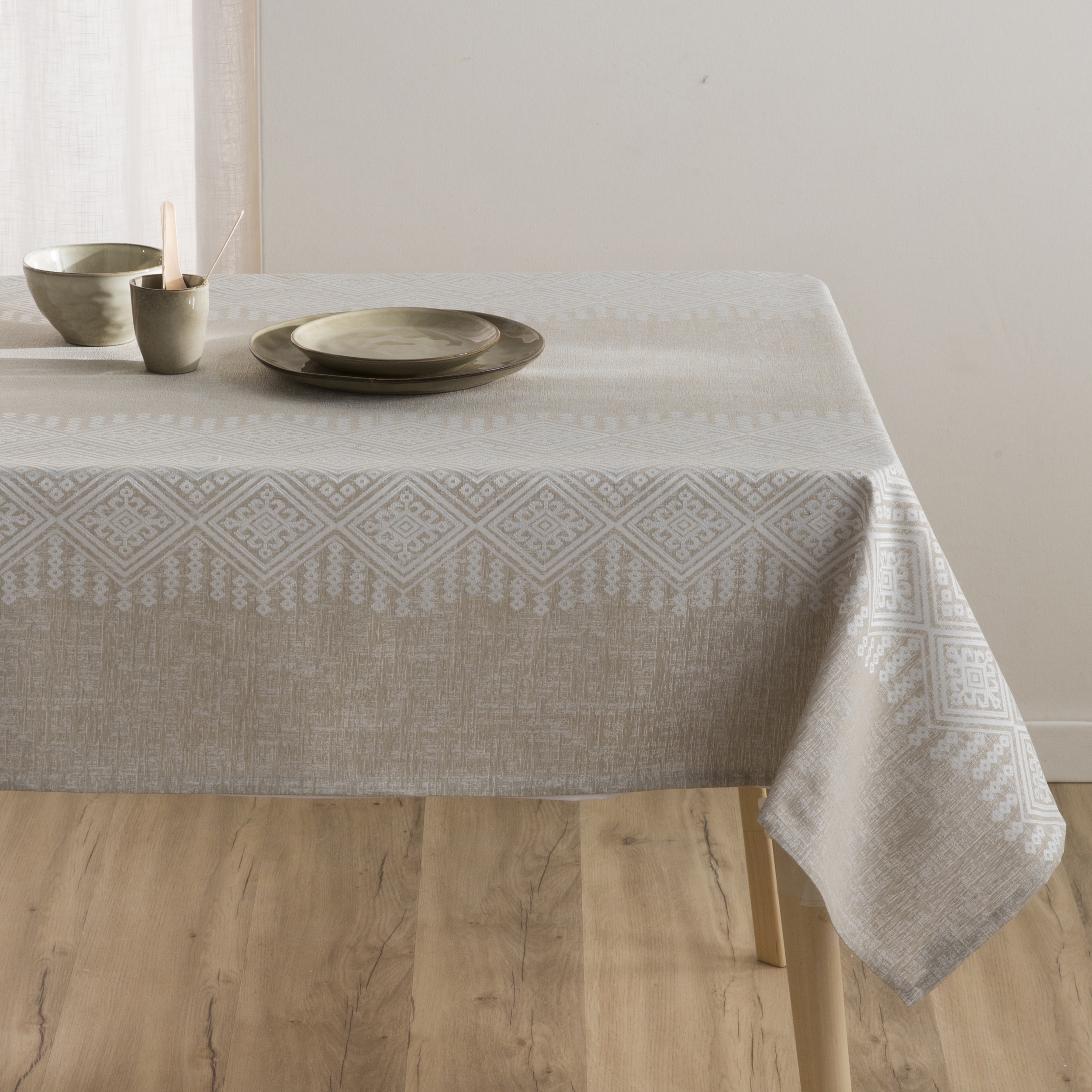 Nappe anti-tâches jacquard AYAK BEIGE