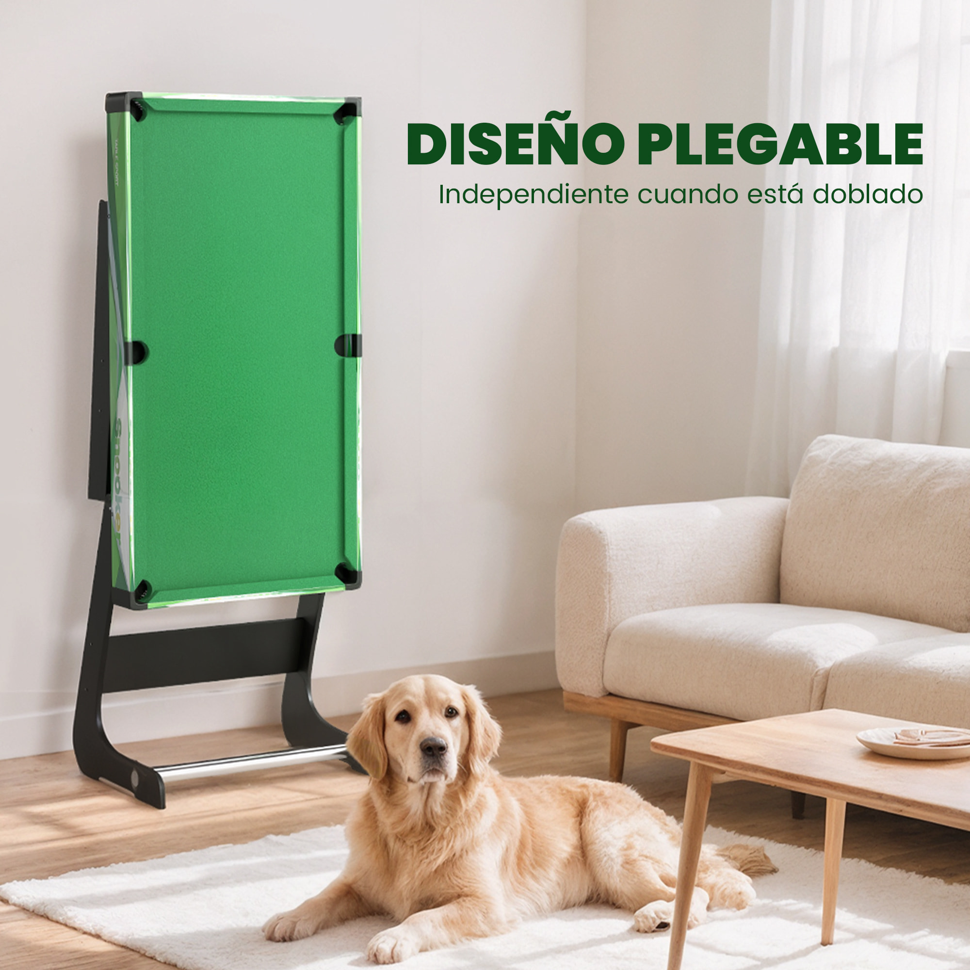 Mesa de Billar Plegable 104 cm, con Accesorios Incluye 16 Bolas, 2 Tacos, Tiza, Triángulo y Cepillo, Mesa de Billar Portátil para Niños y Adultos, Verde