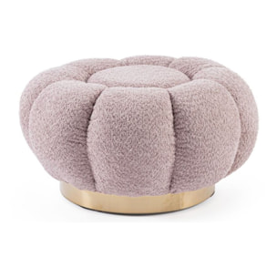 Pouf FLOREL in tessuto effetto bouclé rosa antico