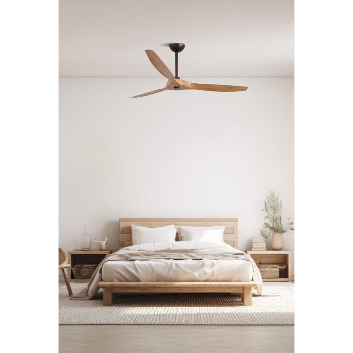 MOREA L Ventilateur de plafond marron clair TUYA