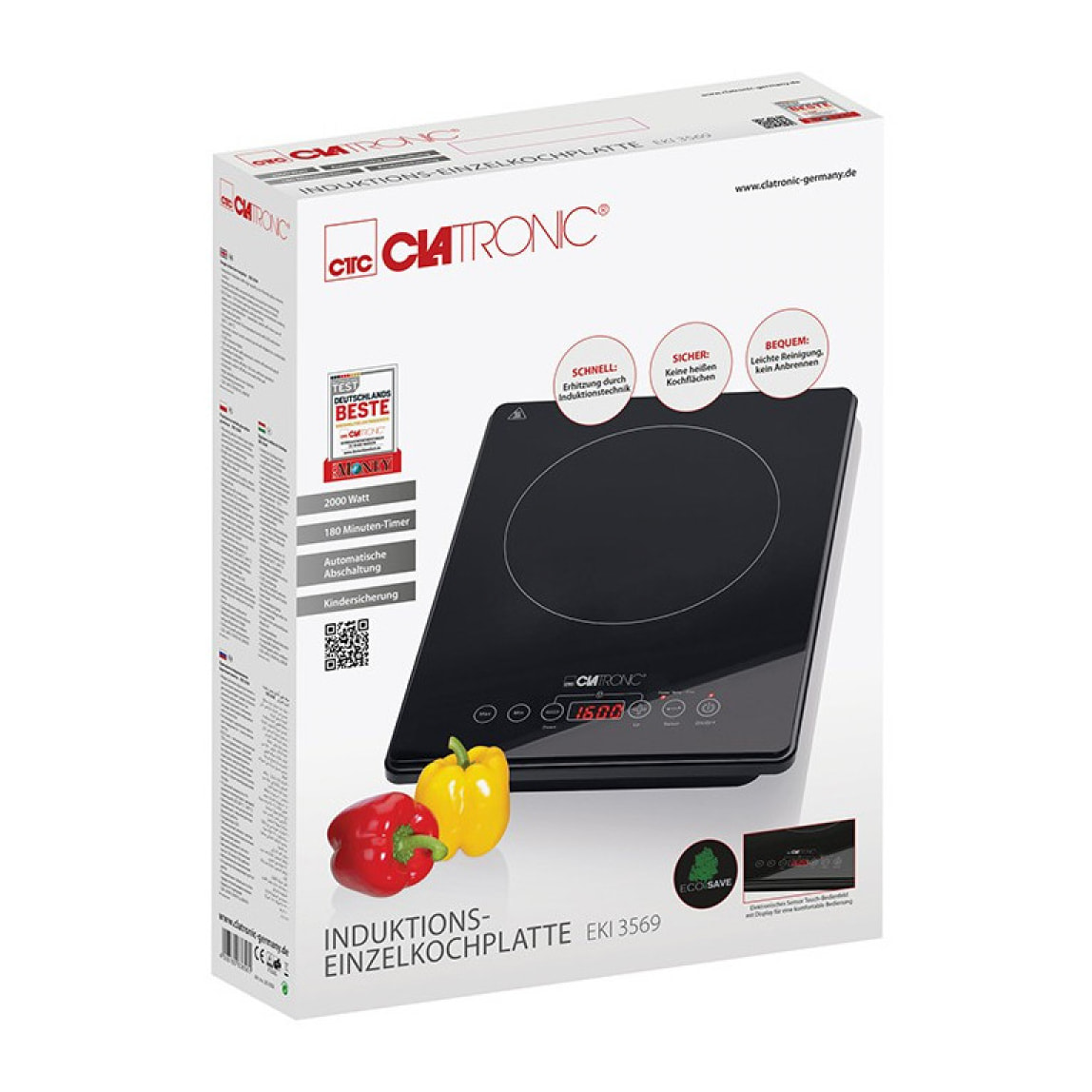 Plaque de cuisson simple à induction Clatronic EKI 3569 Noir