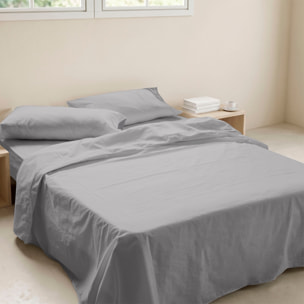 Juego de Sábanas Lisas - 100% Microfibra - Incluye 1 o 2 Fundas de Almohada + 1 Sábana Bajera - Gris Claro