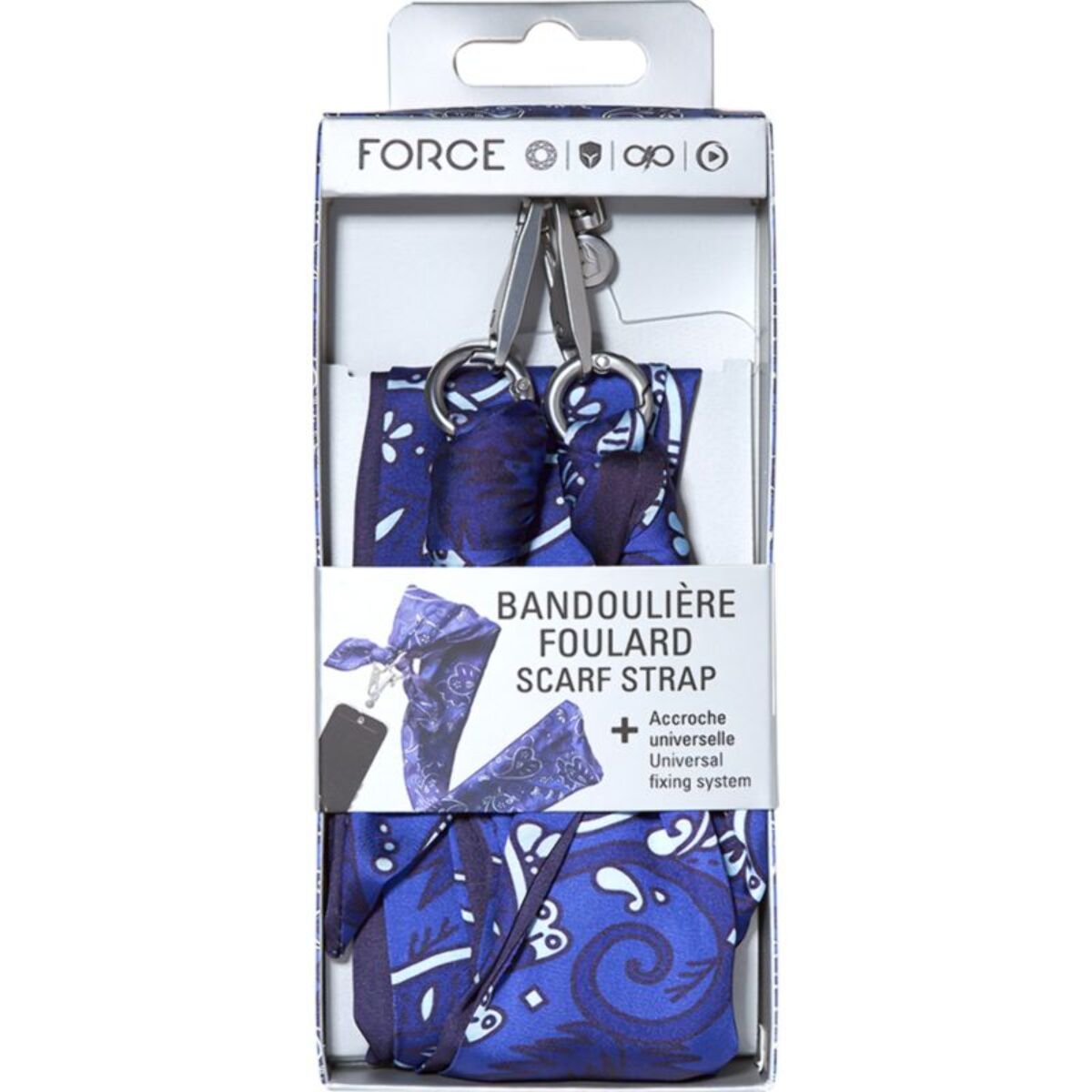Cordon téléphone FORCE CASE foulard Bandana bleu