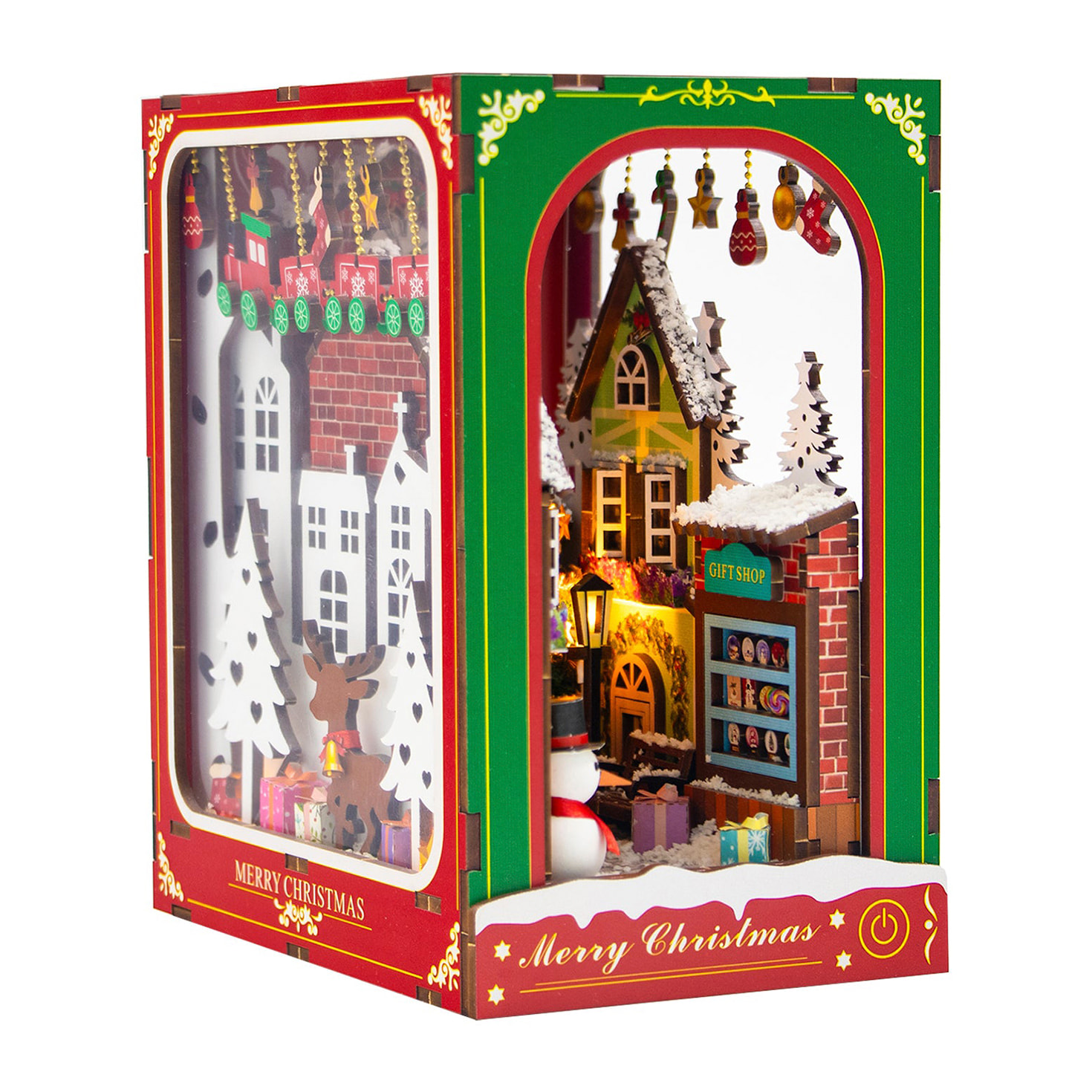 Invierno Navideño. Book Nook realista con gran detalle, cubierta y luces led.