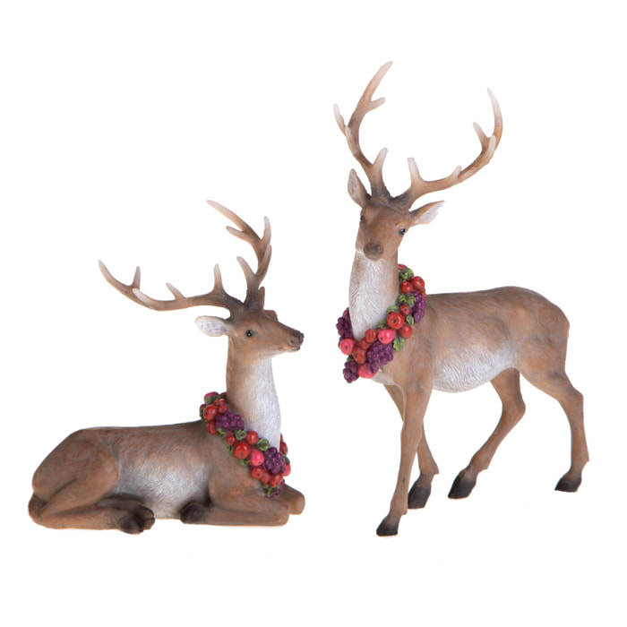 Set di 2 Renne - Pezzi 1 - Colore Marrone - 14x16Hx8cm - Bianchi Dino