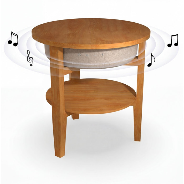 Mesa auxiliar altavoz portátil con sonido de 30W, Bluetooth, base de carga inalámbrica, batería de 2200mAh. Mesilla o mesita para dormitorio o sala de estar - TD Systems SM30B11WC8B [Madera cerezo]