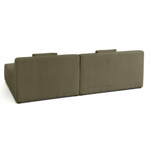 Onyx - canapé modulable d'angle réversible 4 places - en velours côtelé - Vert