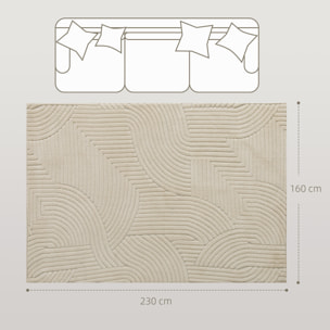 Alfombra Salón 230x160 cm Alfombra Pelo Corto Estilo Moderno Base Antideslizante Tejida a Máquina Tapete para Sala de Estar Dormitorio Comedor Crema