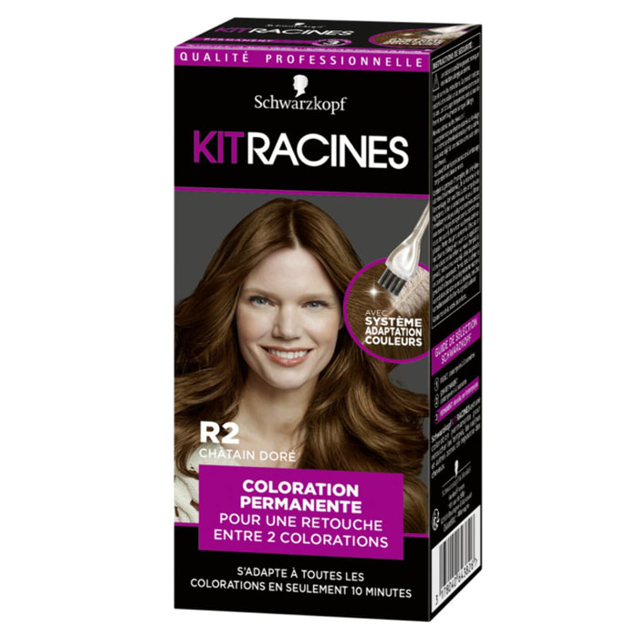 Pack de 2 - Kit Racines - Coloration Racines Permanente - Châtain Doré R2