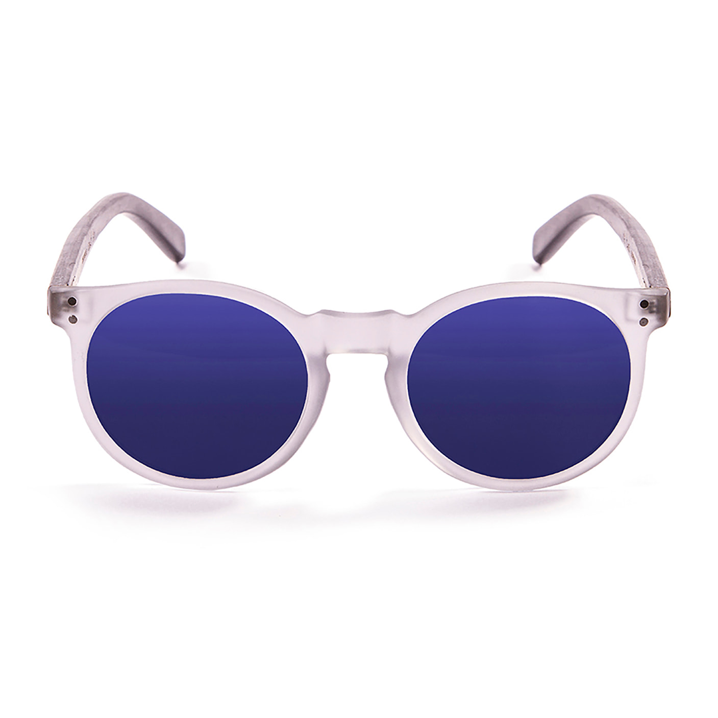 Gafas de sol OCEAN LIZARD WOOD - De brazo de bambú con montura transparente blanco / Revo azul