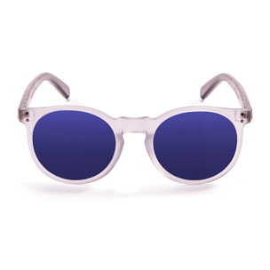 Gafas de sol OCEAN LIZARD WOOD - De brazo de bambú con montura transparente blanco / Revo azul