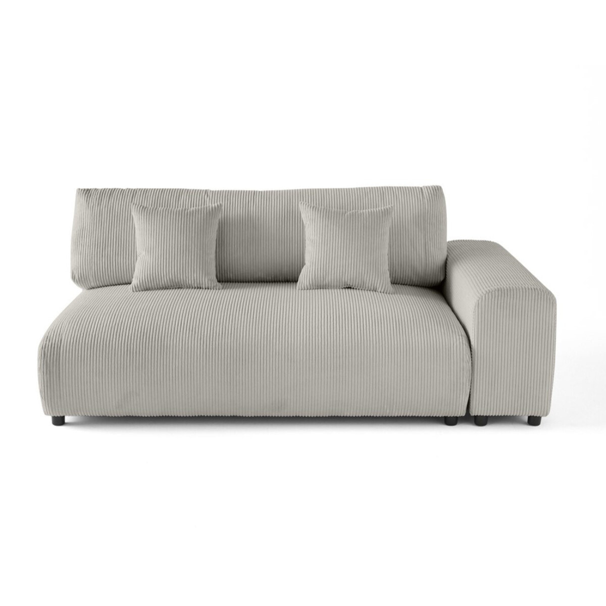 Garance - module d'assise 3 places avec accoudoir droit - en velours côtelé - Gris clair
