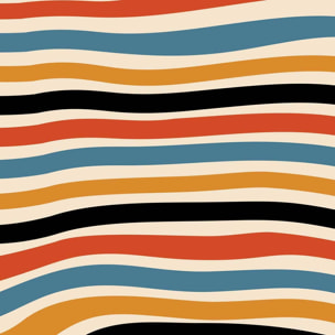 Tableau abstrait lignes ondulées rétro Toile imprimée