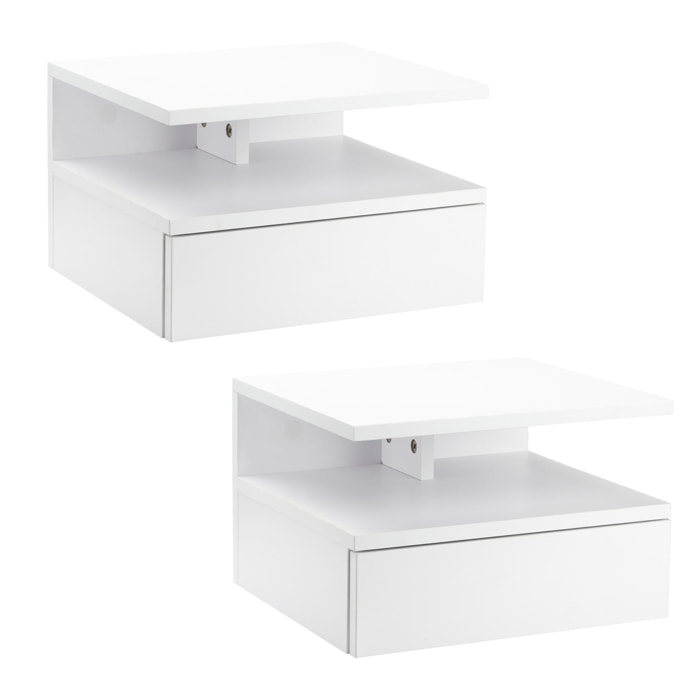 Set de 2 Mesitas de Noche de Madera 35x32x22,5 cm Blanco