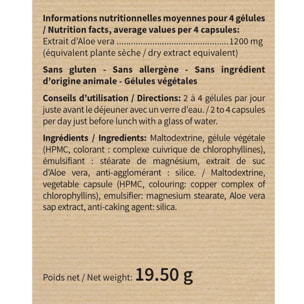 NUTRIEXPERT Aloe Vera - Favorise le Confort Digestif 100% Extrait de Suc d'Aloe Vera - Soutient la Santé Gastro-intestinale - Sans Gluten ni Allergène - Vegan - Actif breveté - Lot de 2 produits