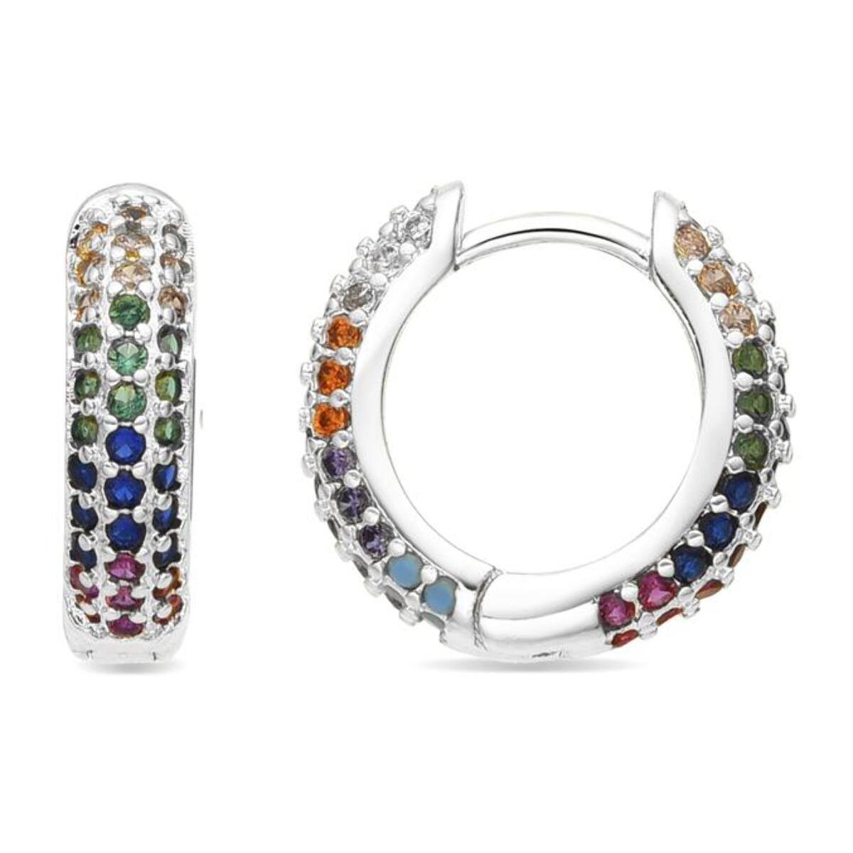 Pendientes acabado plata y Circonita Multicolor