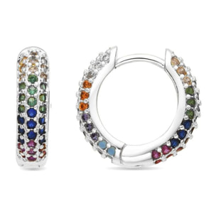 Pendientes acabado plata y Circonita Multicolor