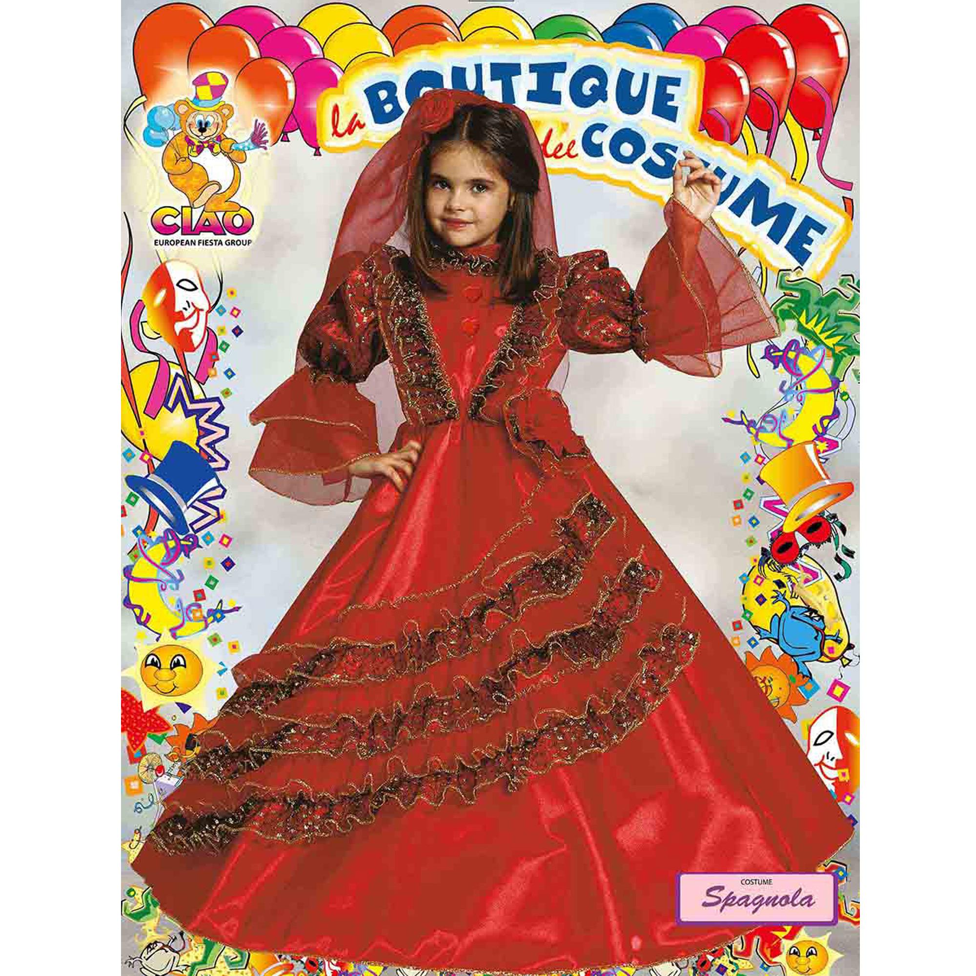 Costume Carnevale Travestimento Principessa Spagnola Rosso Bambina