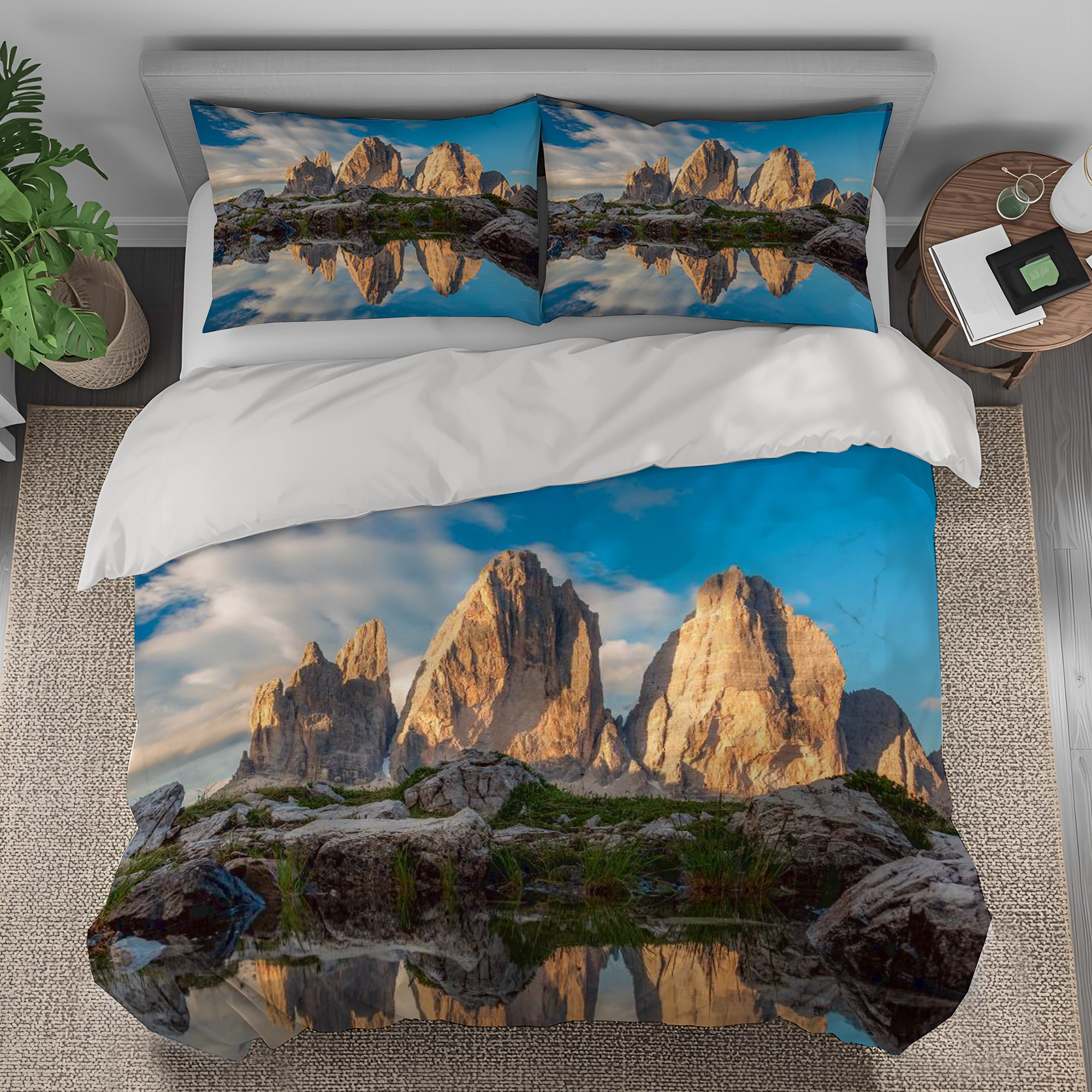 Parure copripiumino matrimoniale stampa in digitale tre cime