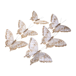 Farfalle con clip e paillette - Pezzi 4 - BIANCO - Bianchi Dino SpA