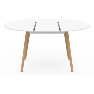 Table à manger ronde extensible Stacy bois et blanc Ø110-150cm