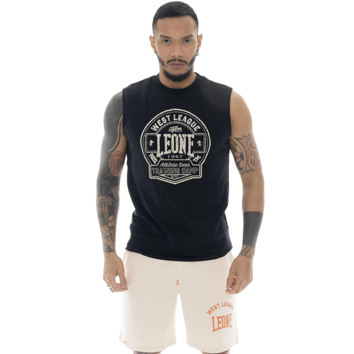 T-shirt smanicata da uomo in cotone Leone Military 1947