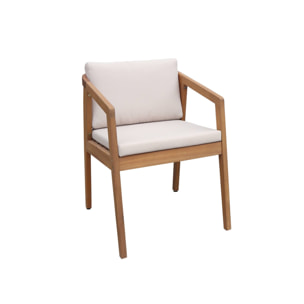 Lot de 2 fauteuils de jardin beige ZAMARA en bois d'acacia. 53 x 62 x 73 cm