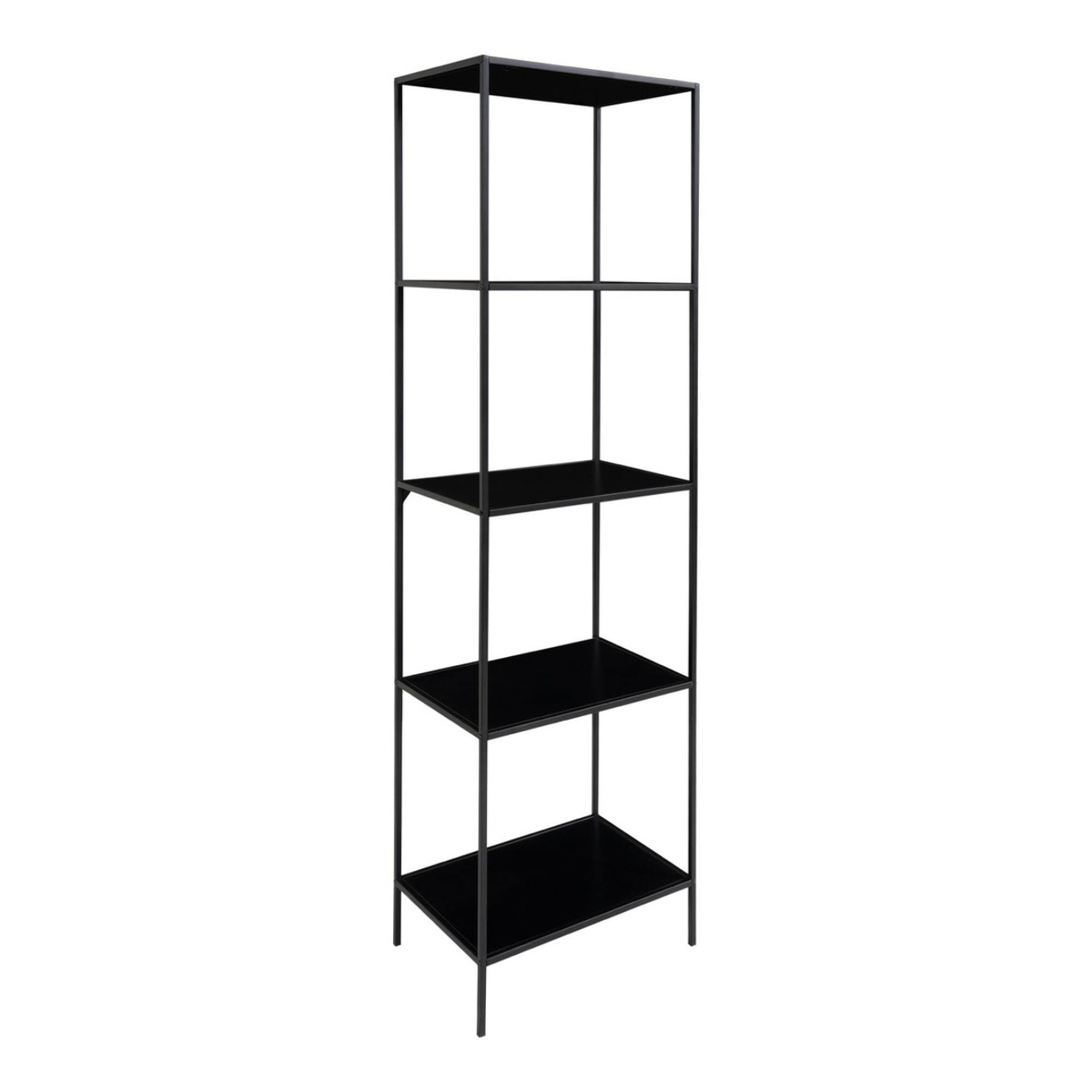 Libreria Vita a 5 ripiani in nero con struttura in acciaio, 51×36×170 cm