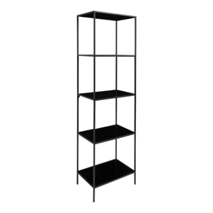 Libreria Vita a 5 ripiani in nero con struttura in acciaio, 51×36×170 cm