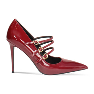 Decolleté cherry con cinturini e tacco 10 cm