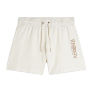 Pantaloni corti in jersey con grafica dorata