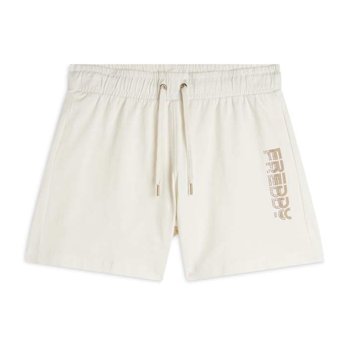 Pantaloni corti in jersey con grafica dorata