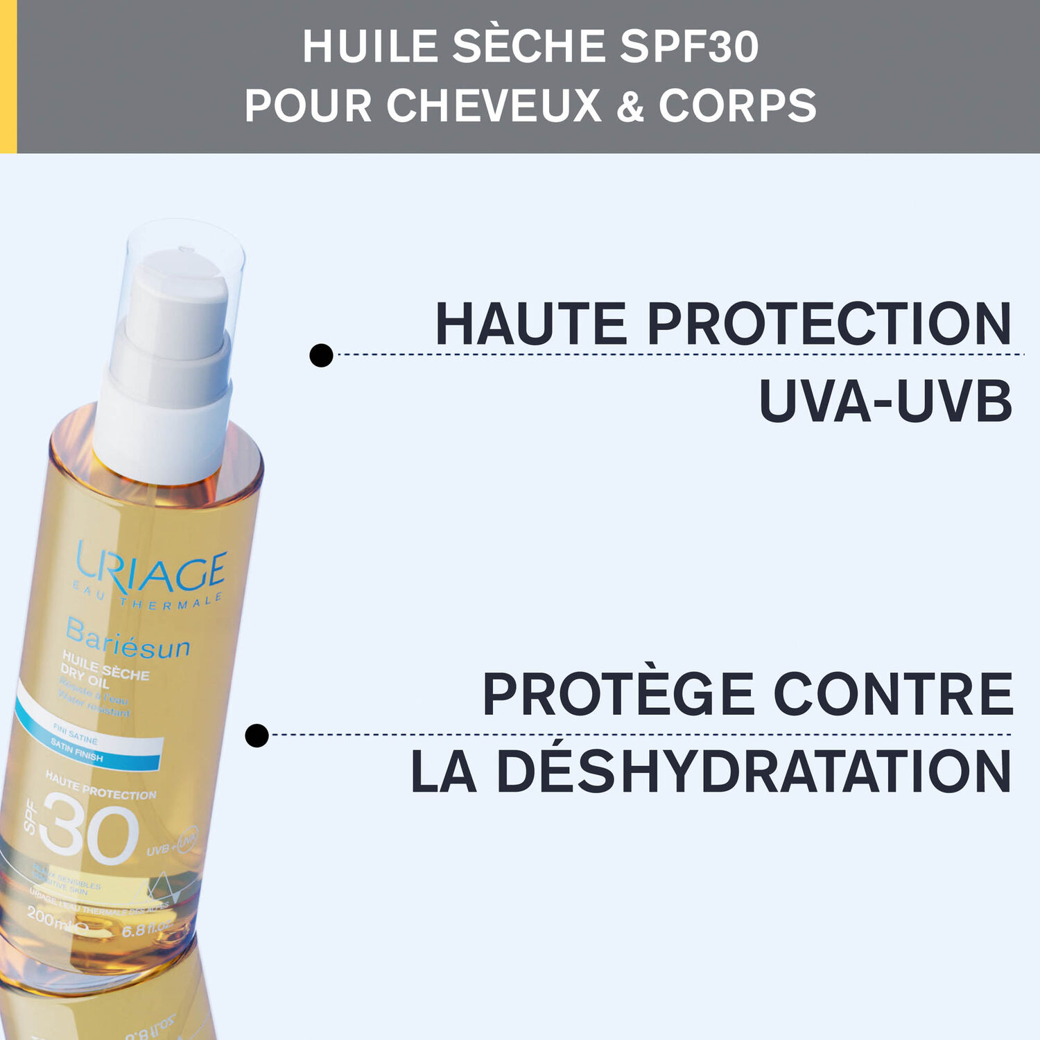 Bariesun SPF30 - Huile Sèche est Soin solaire pour le corps et les cheveux 200 ml