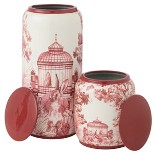 J-Line pot Moriko - porcelaine - rouge/blanc - large