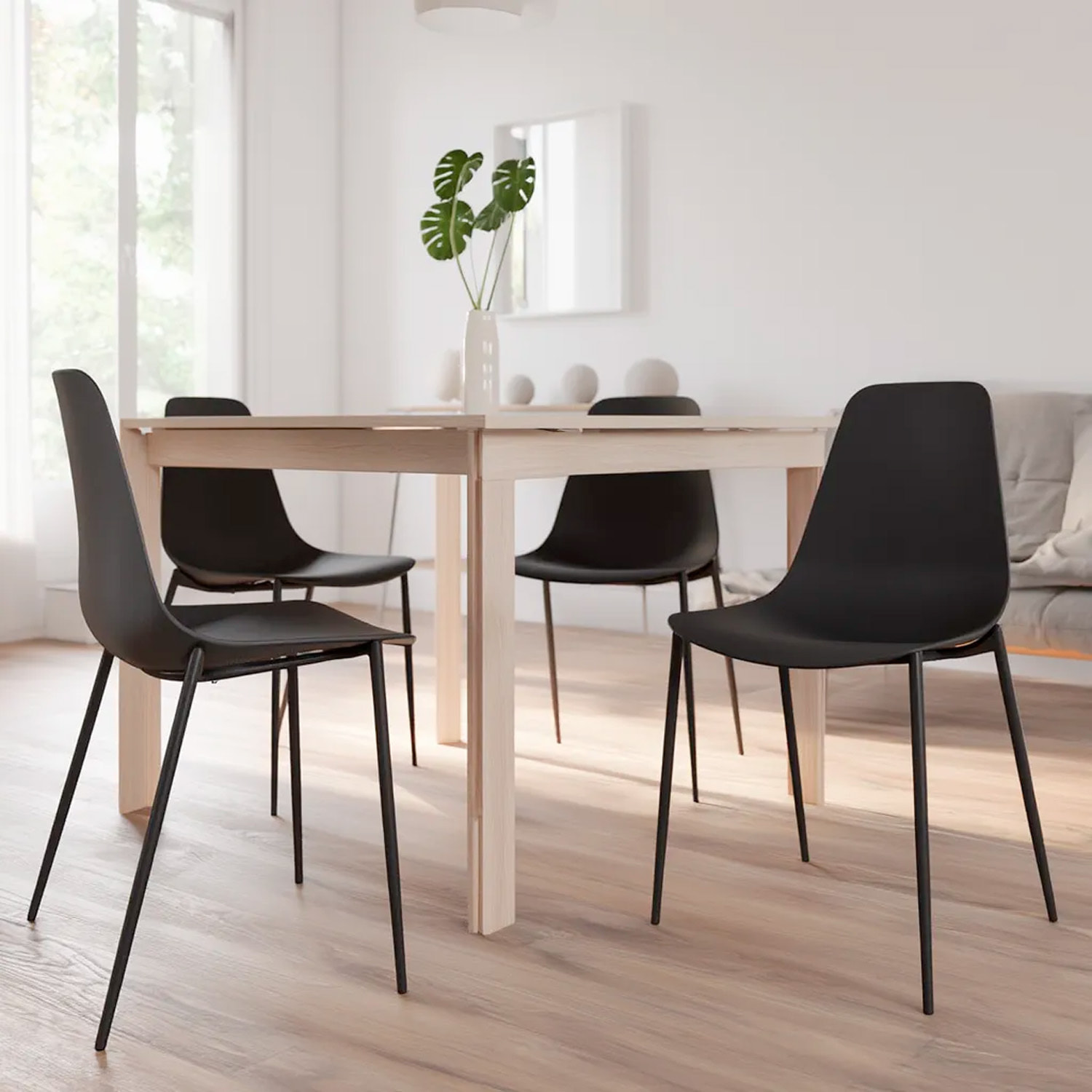 Set 4 Sedie Moderne Con Schienale Ergonomico In Polipropilene E Gambe In Metallo Cucina Sala Da Pranzo Soggiorno Ufficio 87 x 53 x 49 Cm Nero