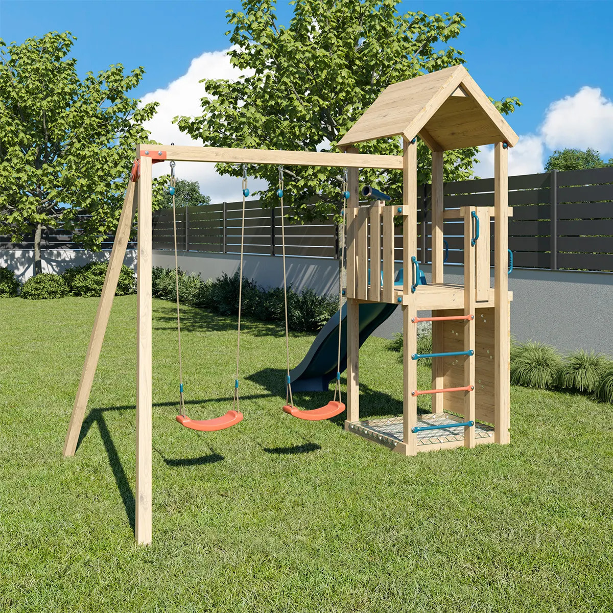 Aire de jeux bois 2,20 m SMART XPLORER 2 - 7 enfants