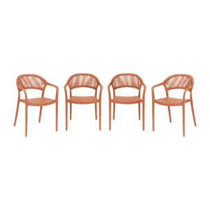 Chaise de jardin empilable avec effet corde (lot de 4) JOVIA