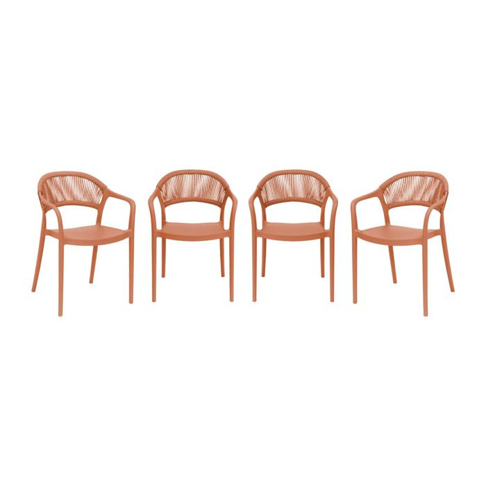 Chaise de jardin empilable avec effet corde (lot de 4) JOVIA