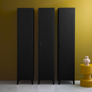 Armoire chambre en acier noir. 4 espaces de rangement. casier. L 180 x l 38 x H 38cm